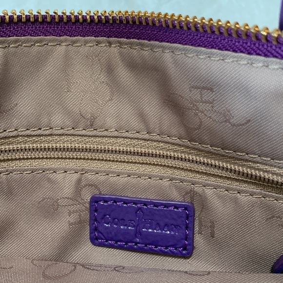 Patent leather Purple Crossbody Purse w/ Gold Hardware Cole Haan EUC - Picture 12 of 16
